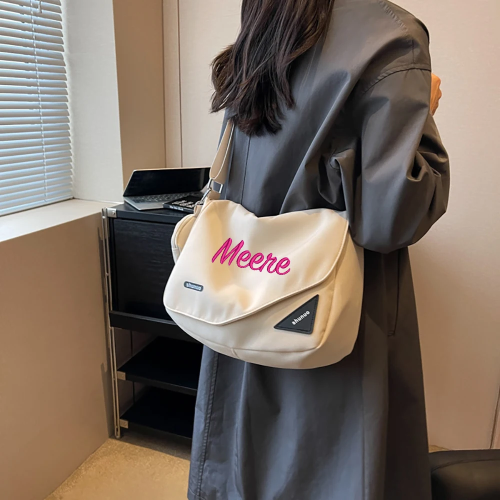 

Korean Style Campus Student Tutoring Bag, Large Capacity Fashion Custom Embroidery Bag For Women, Leisure Solid Color Canvas Bag
