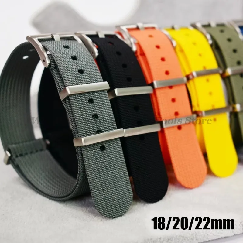 나일론 골지 시계 밴드, 범용 원단 브레이드 손목 밴드, 남녀공용 롤렉스 팔찌, 세이코 시계 액세서리, 18mm, 20mm, 22mm