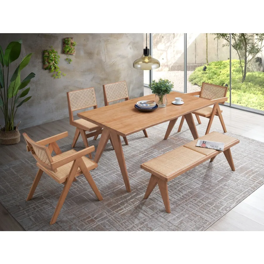 

Velentina Rattan Natural Finish 5PCs Patio Outdoor Dining Set
