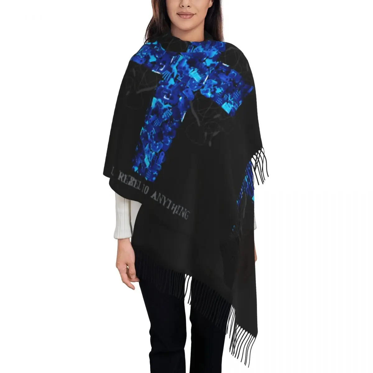 Custom Luxury Msi Mindless Hip Hop Punk Rock Self Indulgence Tassel Scarf Women Winter Warm Shawl Wrap Lady Electro Scarves