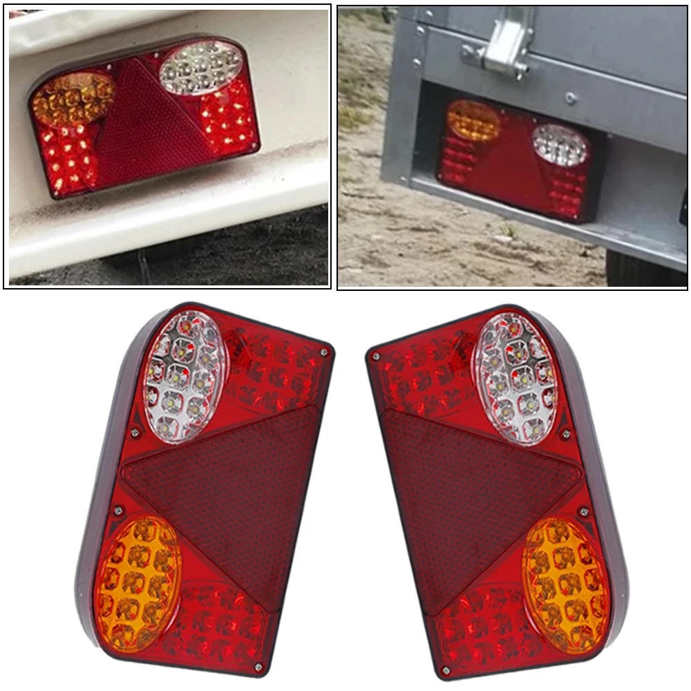 

2PCS 12V LED Car Truck Tail Light Rear Brake Light Turn Signal Lamp Indicator For Van Lorry Trailer Reverse Stop Lamp Taillight