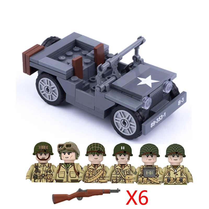 Military Vehicle Building Blocks Solider Figures Gifts Toys Weapons Guns Tank Truck Carrier USA GermanEquipment MOC Mini Bricks