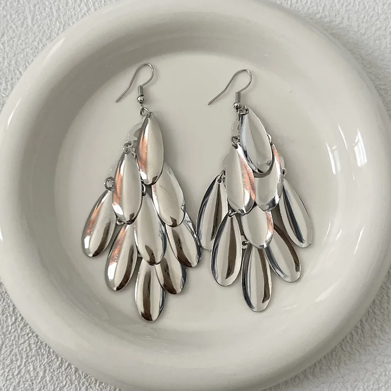 Foxanry 여성용 부드러운 기하학적 펜던트 드롭 귀걸이, 절묘한 과장된 패션, 기념일 쥬얼리 선물