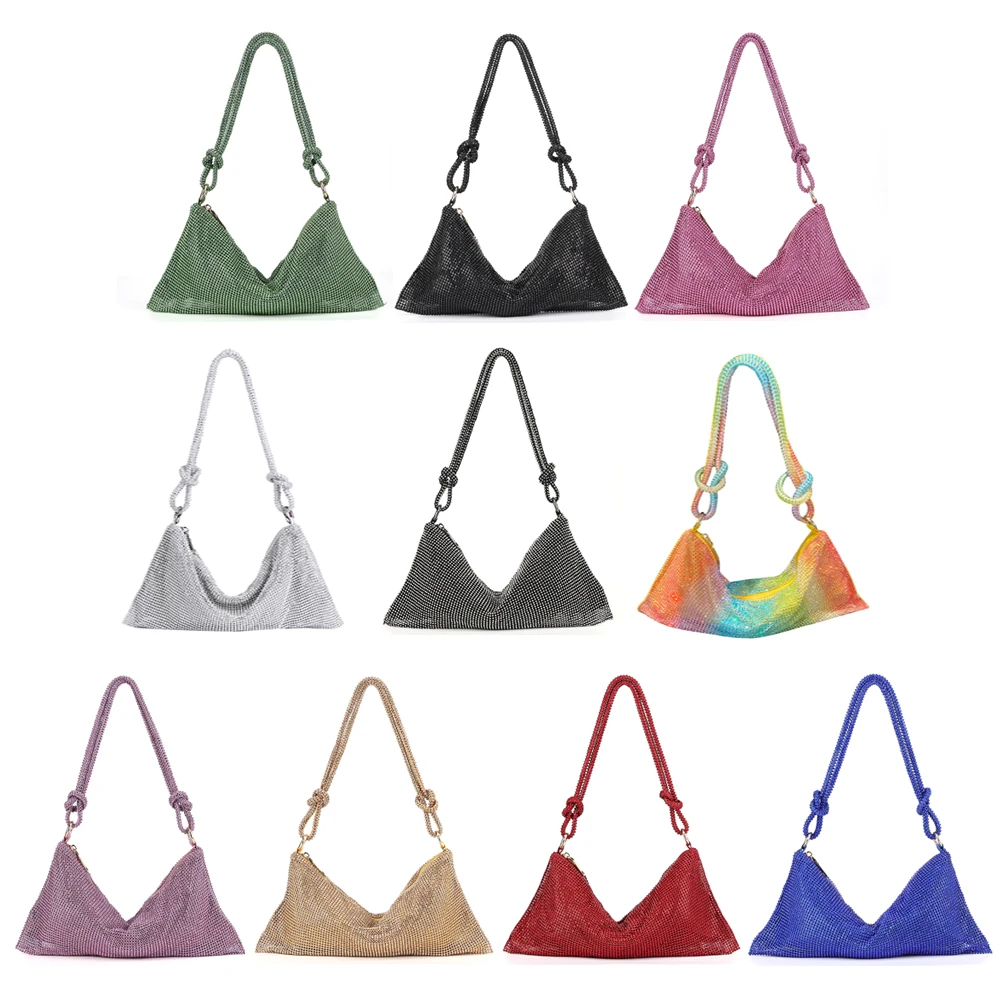 

Glitter Evening Dinner Clutch Bag Elegant Women Lady Party Cocktail Wedding Bag Rhinestone Decorated Large Capacity Underarm Bag