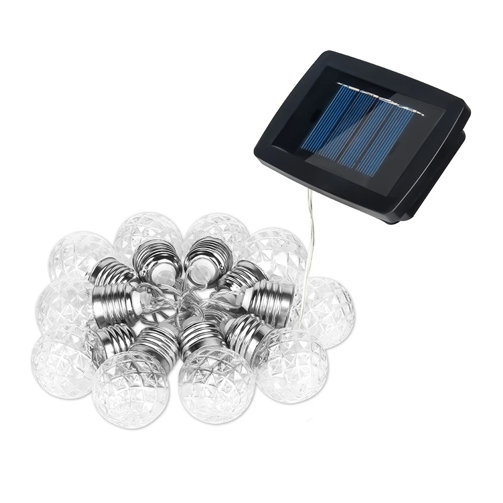 

Solar Bulb String Lights LED Patio Hanging Decoration Outdoor Rope Lights Waterproof Bright Warm White Garden Christmas