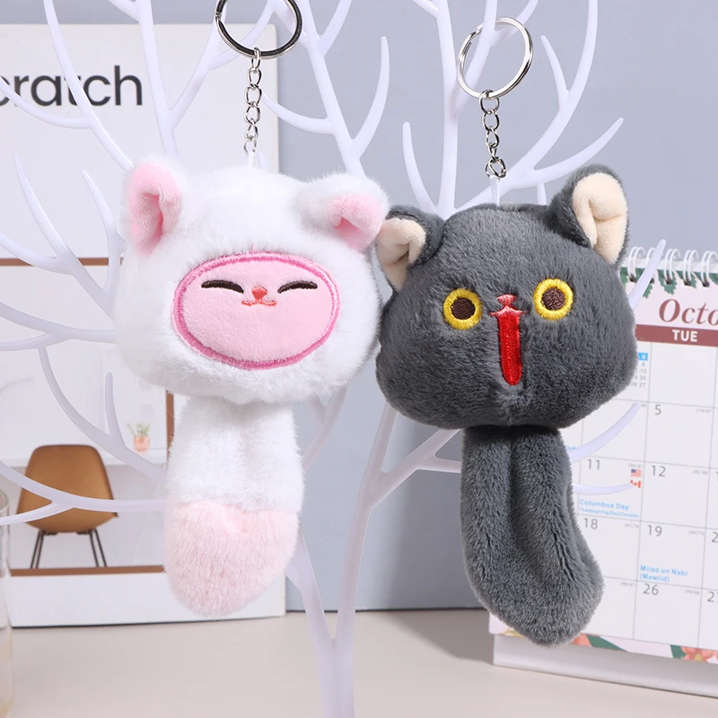 Kawaii Soft Stuffed Animal Little Cat Keychain Plush Bag Car Pendant Keychain DIY Trinket Kids Stuffed Animal Toys