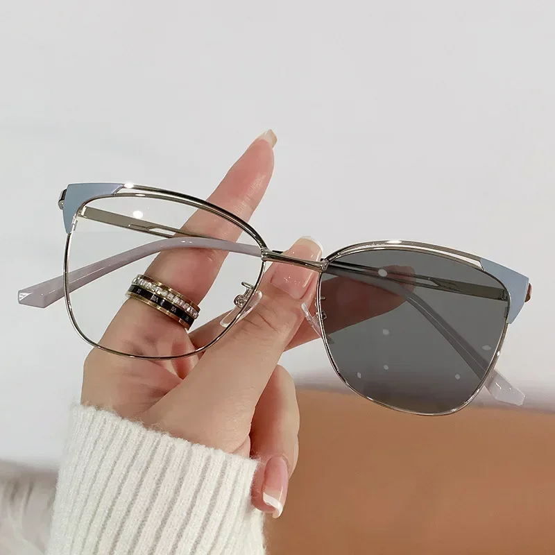 Gafas Retro de ojo de gato para Mujer, Gafas fotocromáticas antiluz azul, Gafas de ordenador, Gafas transparentes para Mujer