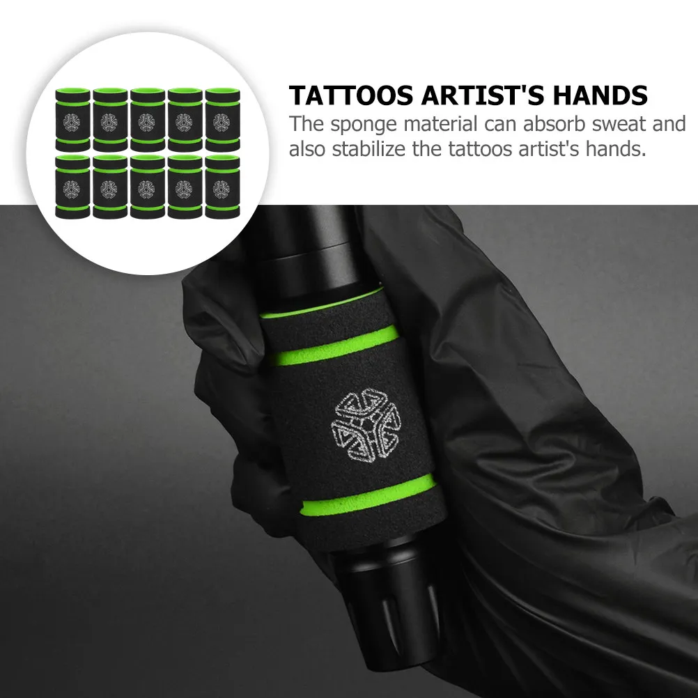 10Pcs Tattoos Grip Protectors Elastic Sponge Handle Covers Sweat Absorbent Non-Slip Protective Sleeve Tattoo Accessories