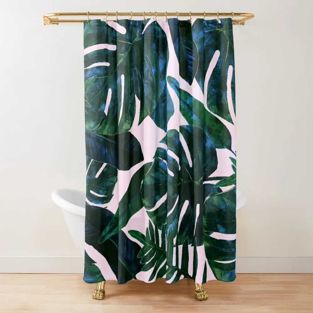 

Perceptive Dream Tropical Nature Botanical Plants Painting Palm Monstera Banana Leaves Jungle Shower Curtain