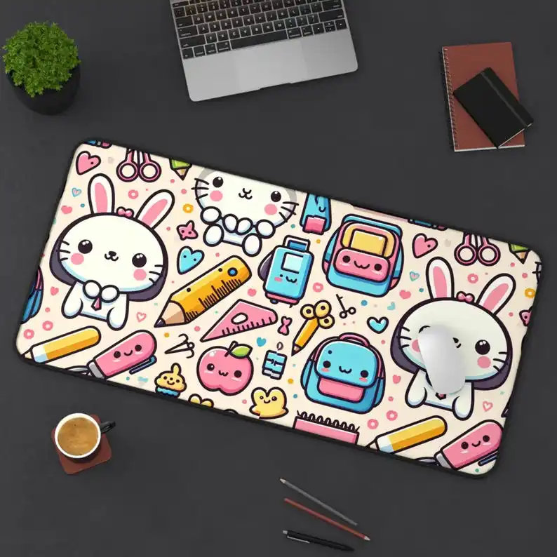 

Cute Stationery Desk Mat, Cute Girly Style Gaming Mouse Pad, Attractive Computer Desk Mat, Non-slip and Durable Gaming Desk Mat