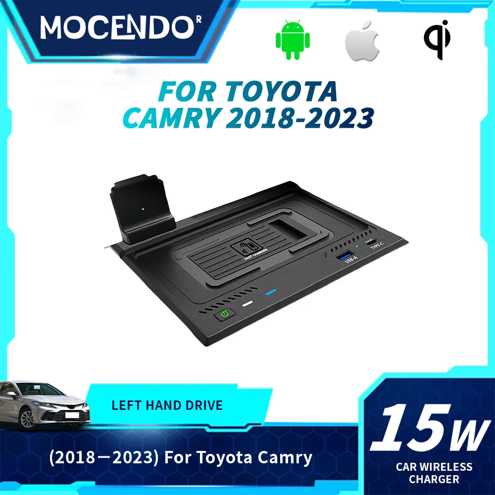 Carregador Sem Fio de 15W para Toyota Camry 2018-2023, Suporte para Telefone, Acessório de Modificação Interna