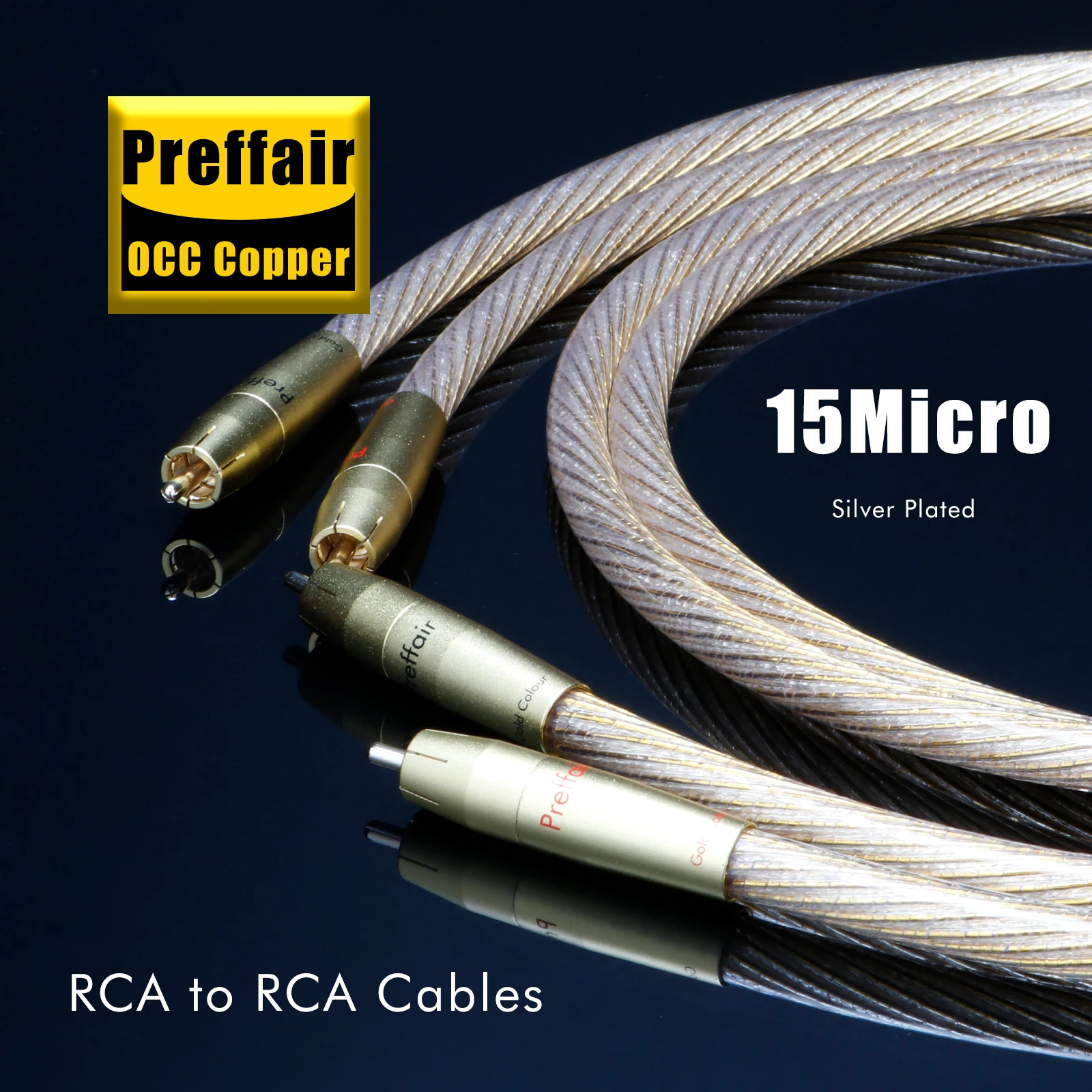 1 пара Hi-Fi золотых аудиокабелей Preffair X417 с позолоченным разъемом RCA для усилителя/CD/DVD/микшера