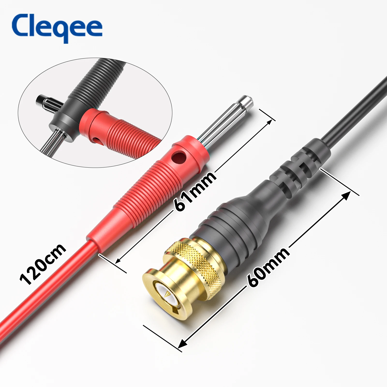 Cleqee P1067 BNC Test Lead Copper Gold-Plated BNC Male Plug to High Current 4mm Banana Plugs Male Connector Coaxial Cable Wire