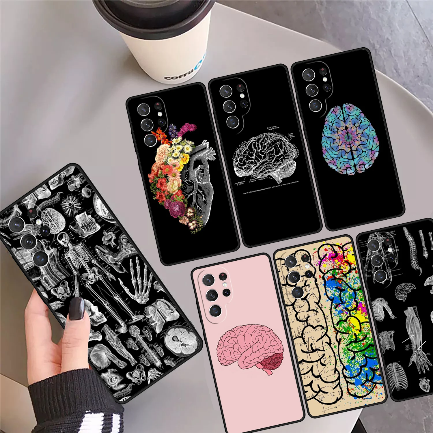 Vintage Anatomy Heart Cardiac Brain Nurse Phone Case For Samsung S24 Ultra 23 S22 Plus S21fe Lite S20 S9 S10 Note 10 Pro 20