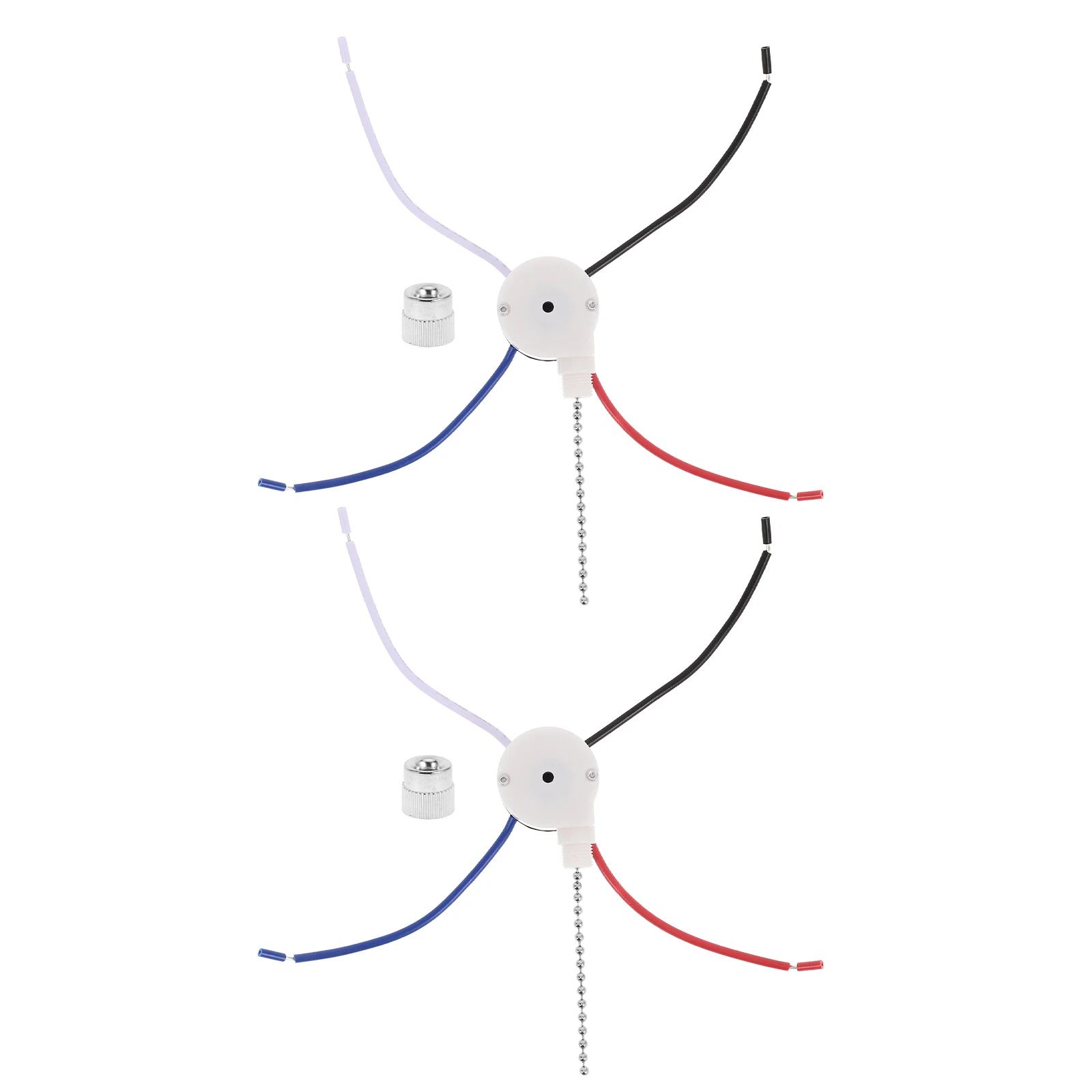 

2pcs 3-Speed 4-Wire Speed Control Kit Sturdy Plastic Metal Compatible With Various Fans Wall Lights Pull Chain Repair Kit Light