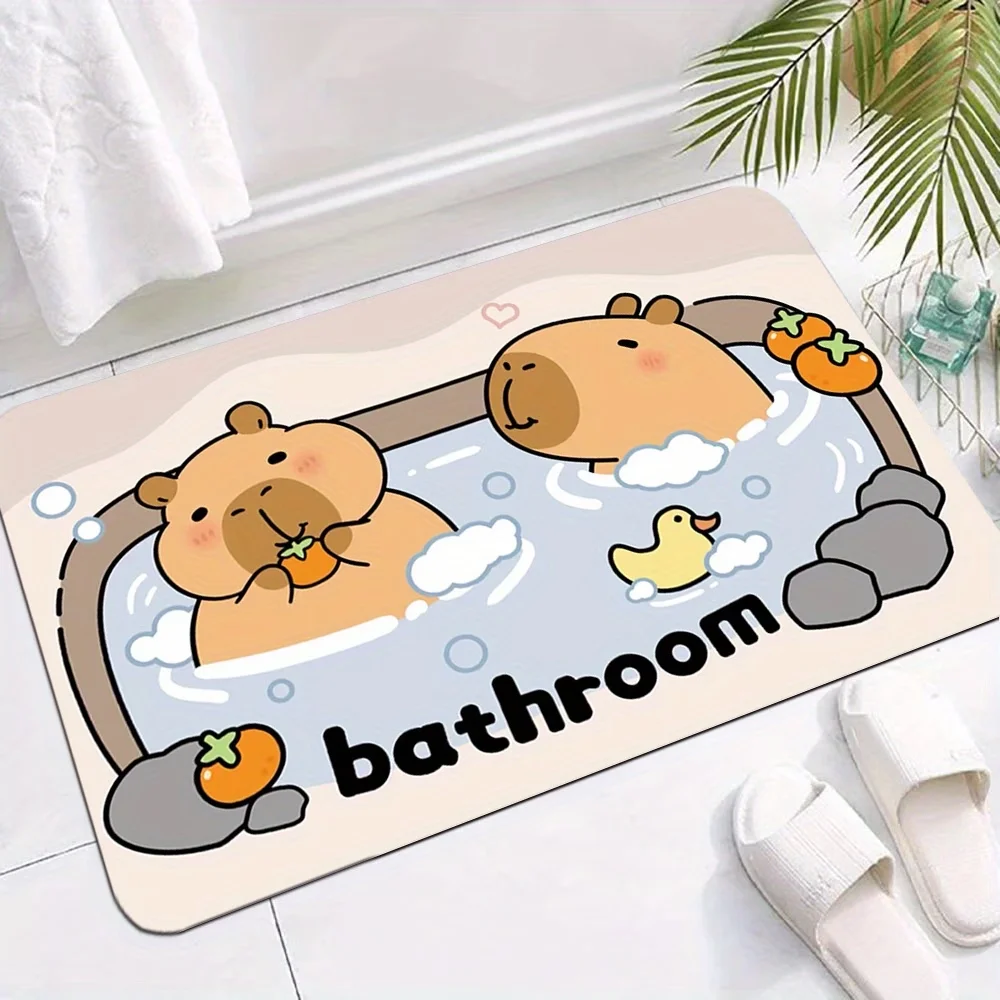 1 decorative bathroom capybara floor mat with a cute Capibara design, high-end bathroom anti-slip mat
