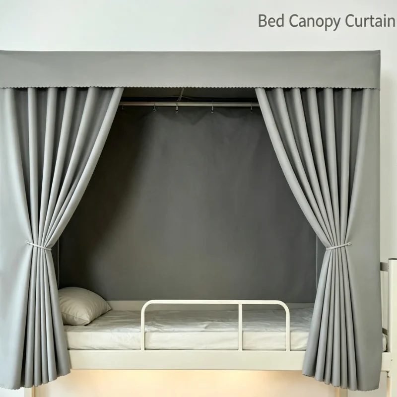 Dormitory Bed Curtain With Full Blackout Fabric For Upper And Lower Bunk Privacy And Light Blocking