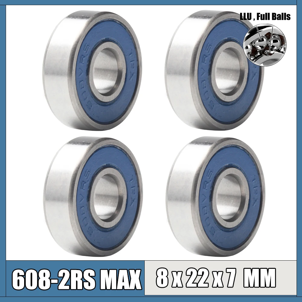 

608-2RS Max Cartridge Bearing 8*22*7 mm 2PCS Frame Pivot 608 VRS Full Ball Bearings Sealed 608 2RS