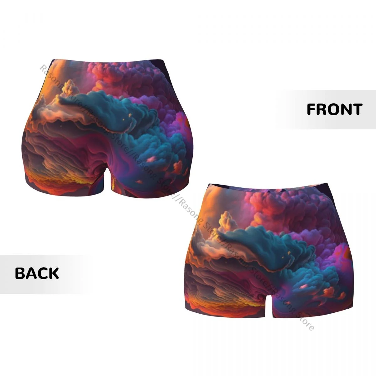 شورت يوجا نسائي ملون تجريدي كسري غنيمة رفع المؤخرة مريح للياقة البدنية وصالة الألعاب الرياضية