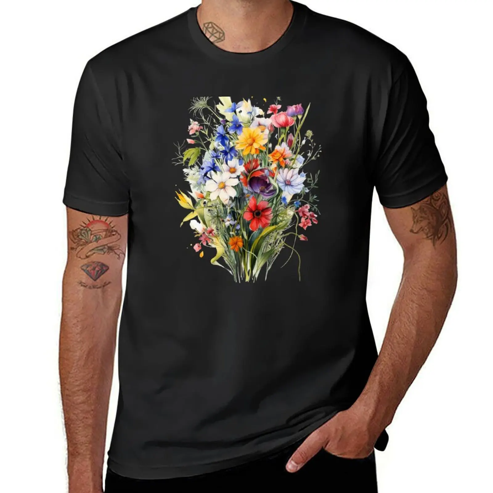 Bouquet Wild Flowers Botanical Flower Nature T-Shirt kawaii clothes plain Short sleeve tee cute tops mens champion t shirts