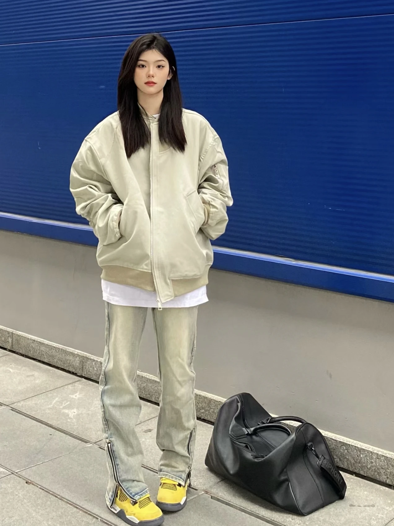 

American Retro Street Pure Color Design Pilot Jaet ex Loose Casual Versatile Couple Workwear Coat Youth Spring Autumn