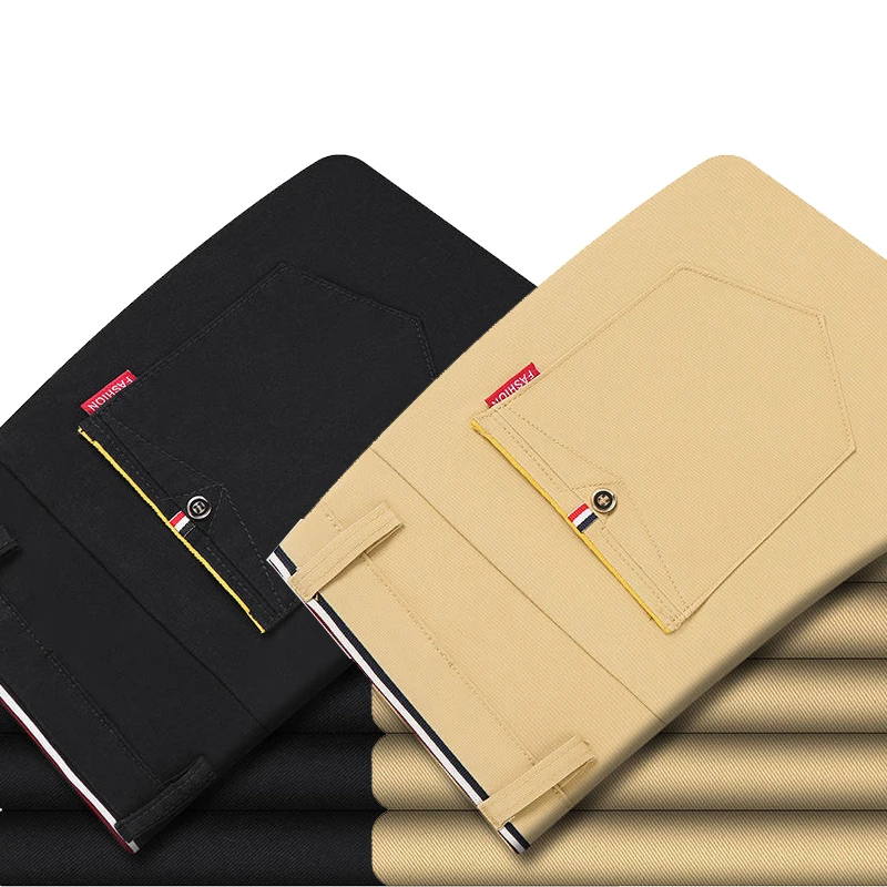 

Мужские летние повседневные свободные брюки прямого кроя, тонкие рабочие брюки, модные корейские стильные облегающие длинные брюки для весны и осени