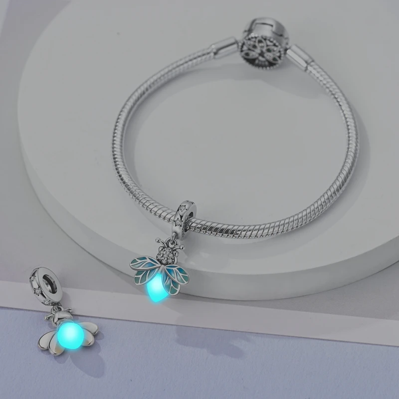 Glow-in-the-dark Fireflies Dangle Charm Bead Fits 3mm Bracelet Bangle Necklace For Women Pendant Luxury DIY Jewelry Making Gifts