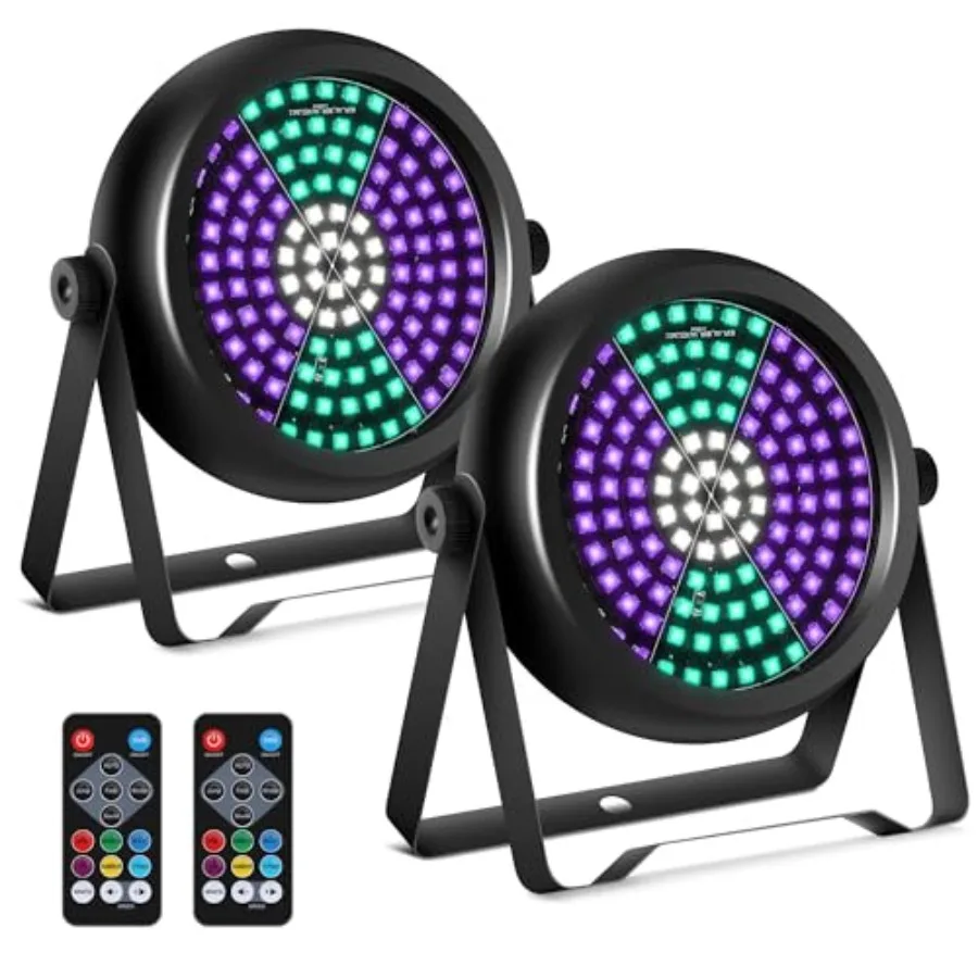 

for Christmas 30W 126LEDs RGB+W+UV DJ with Wireless Remote Control DMX512 Sound Activated DJ Stage Par Can Up for Wedding Party
