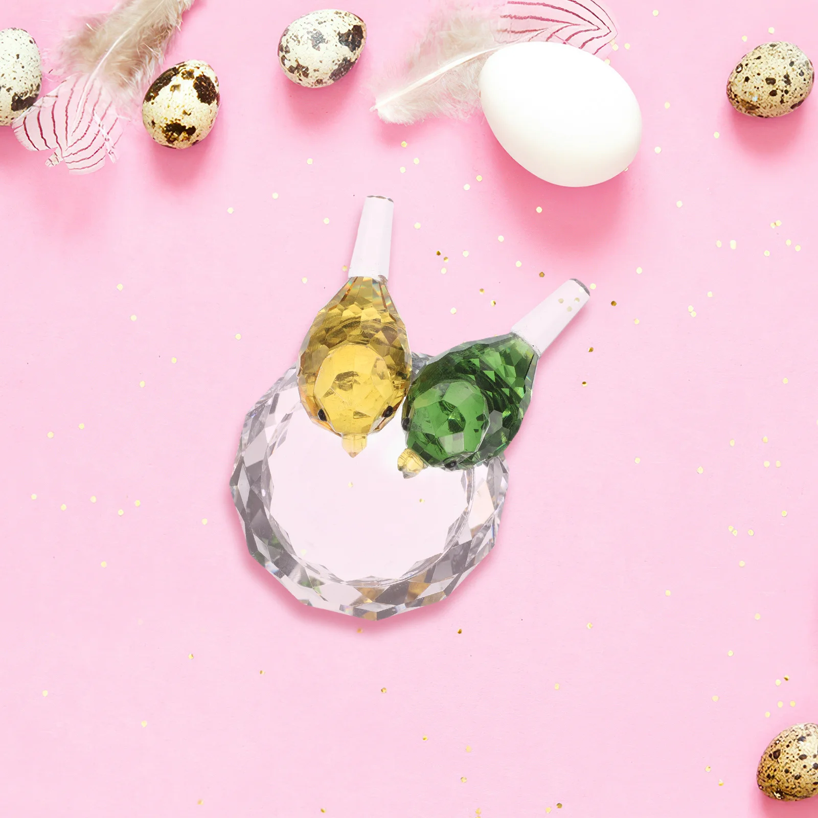 

Easter Crystal Bird Nest Sculpture Couple Lovebirds Ornament Home Decor Desktop Decoration Mini Nest Unique Present