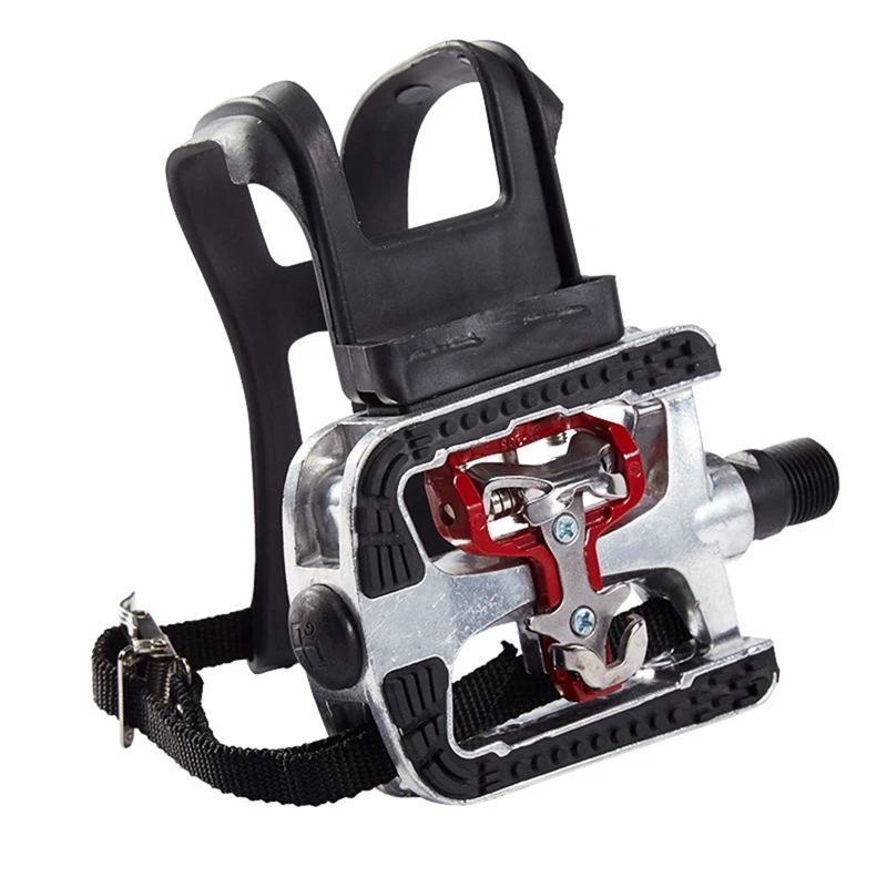 

New 2X SPD Pedals For Spin Bike With Toe Cages For Shimano Clip Pedals Indoor Exercise Cycling Platform Pedals 9/16 Inch