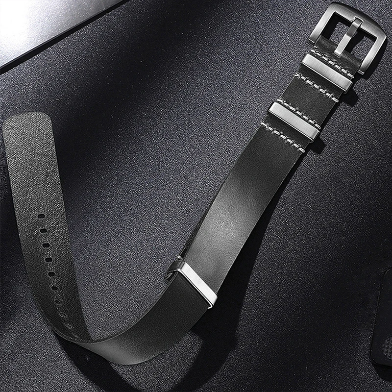 ADDIESDIVE Men's General Leather Watch Straps 20mm Stainless Steel Buckle Watch Bracelet Black Brown Green Red Replacement Bands