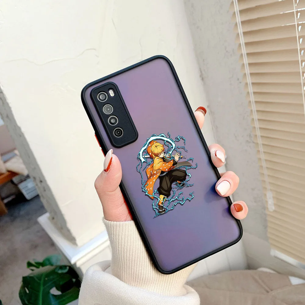 Luxury Demon Slayer Kimetsu No Yaiba Frosted Translucent Phone case For Samsung S10 S9 Note20 10 A50 A12 A14 A22 A24 A32 Cover