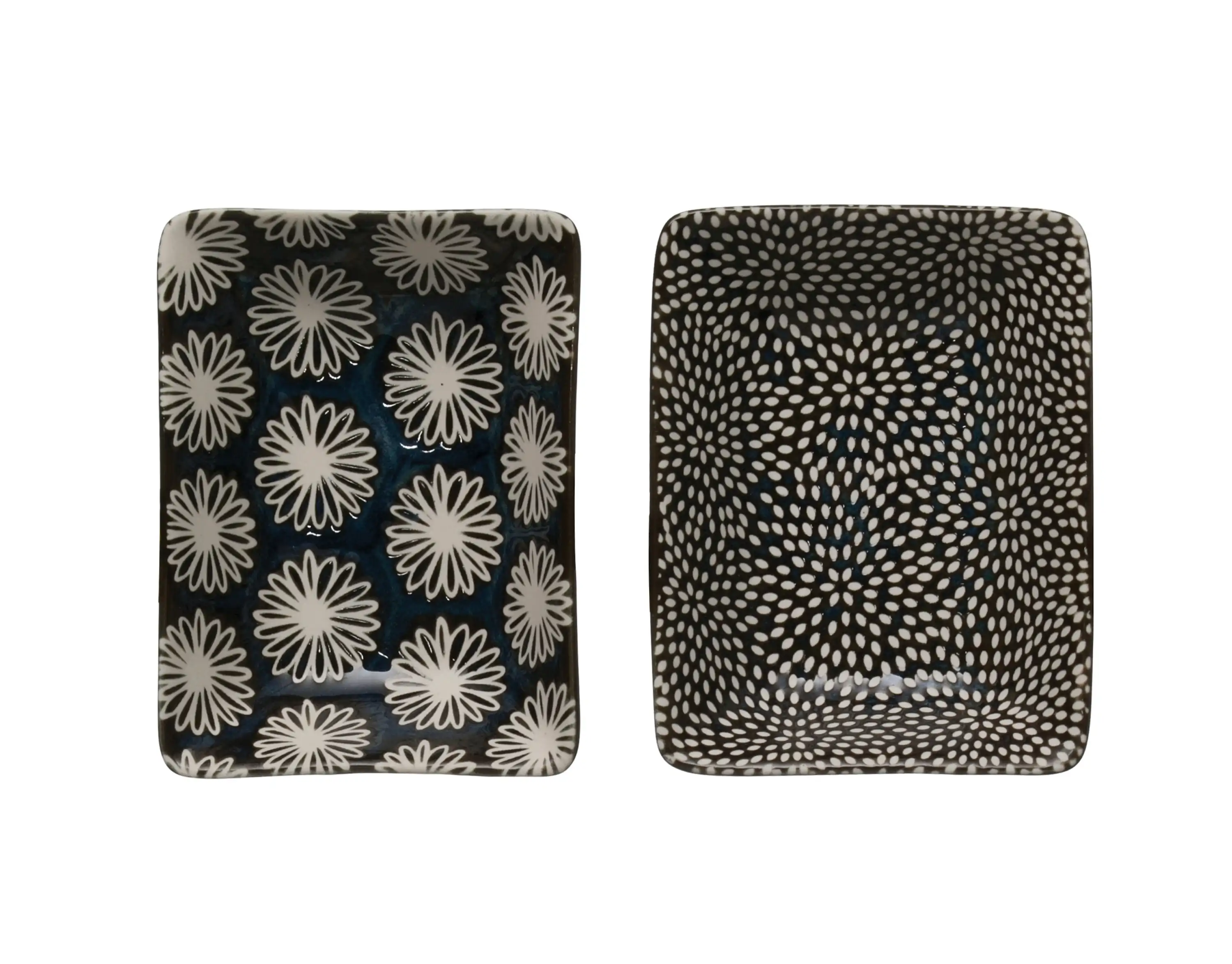 

Creative Co-Op 3.75 Rectangle Stoneware Dish (Set of 2 Patterns)