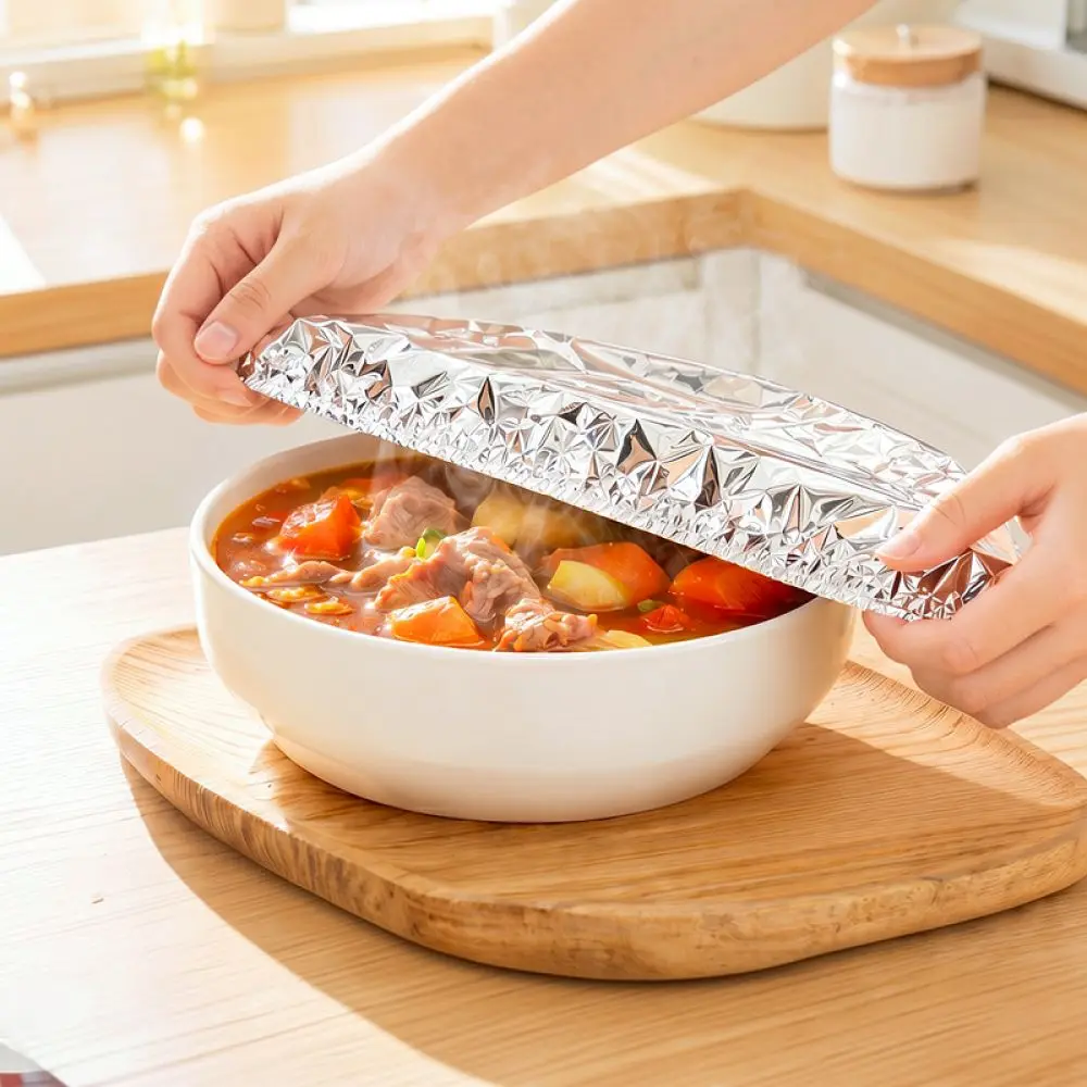 Aluminum Foil Heat Preservation Film Food Cover Kitchen Dish Plate Protector Keep Warm Wrap Practical Dining Accessory Tool