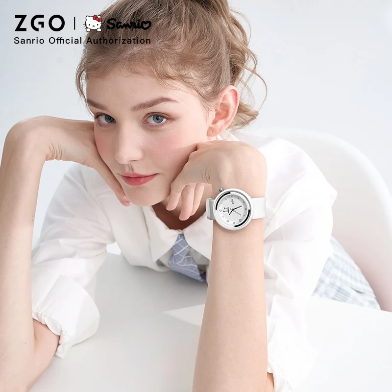 Zgo x Sanrio Pochacco Watch Female Student Luminous Waterproof Cute Simple Junior High School Student Exam Quartz Watch 2135