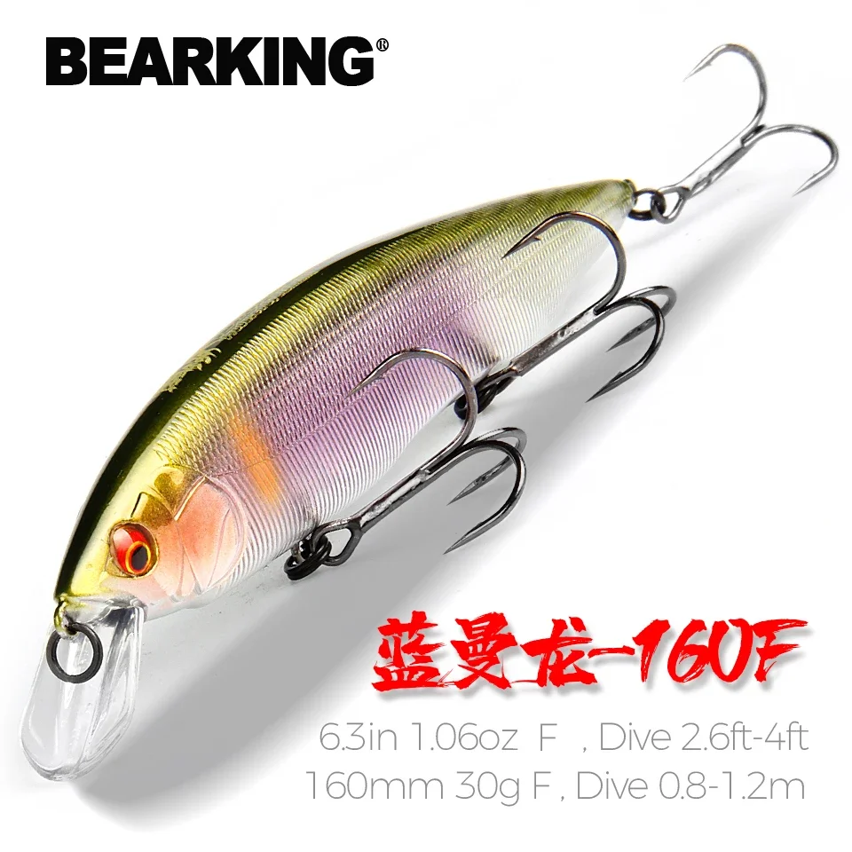 

BEARKING 160mm 30g Hot fishing lures assorted colors minnow crank weight system wobbler model crank Artificial bait