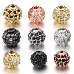 5pcs Brass Cubic Zirconia Round Spacer Loose Beads for Necklace Bracelet Jewelry Making DIY Accessories Wholesale High Quality