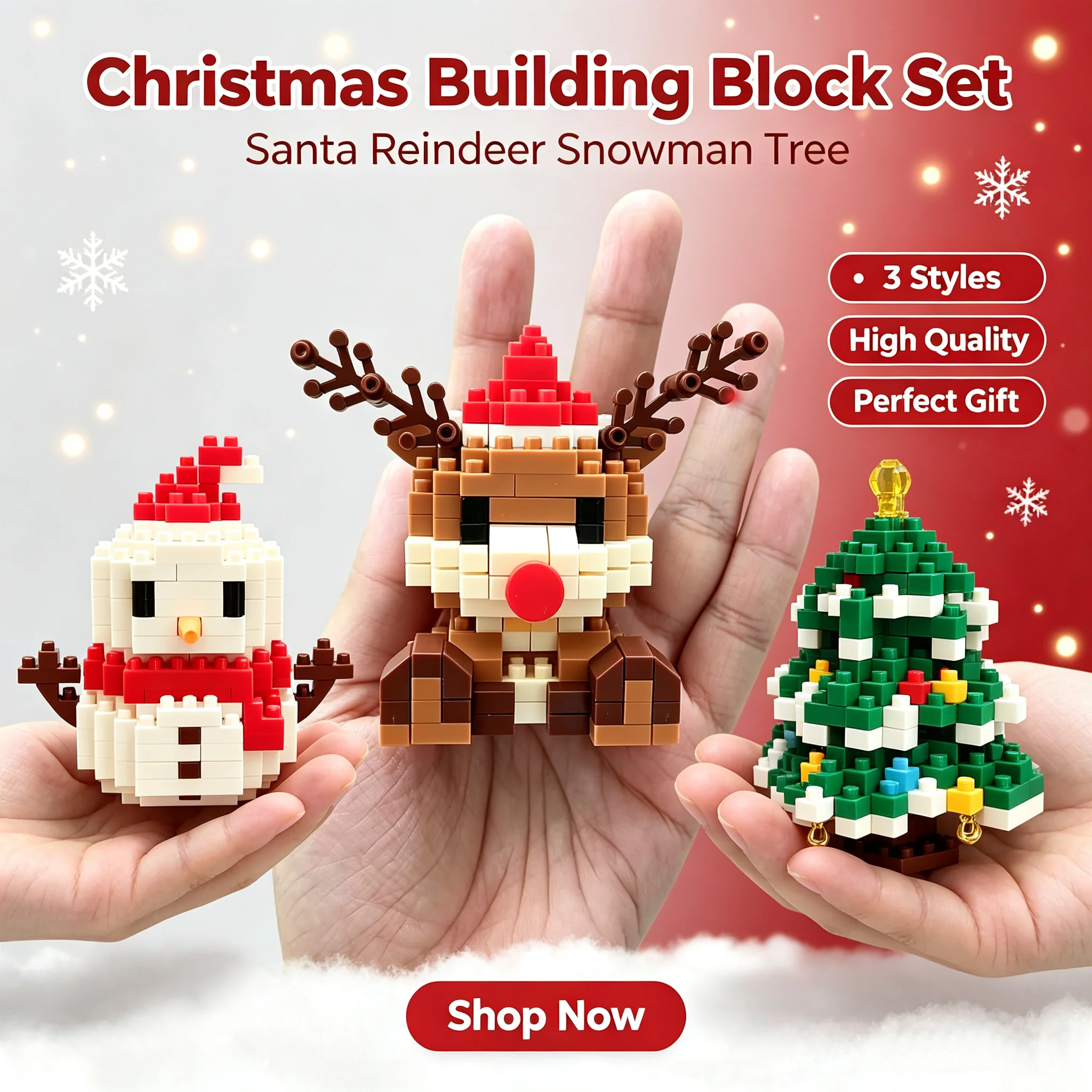 Christmas Mini Micro Brick Figures, Santa Elf Snowman DIY Ornaments, Xmas Stocking Fillers Kids Decor Gifts
