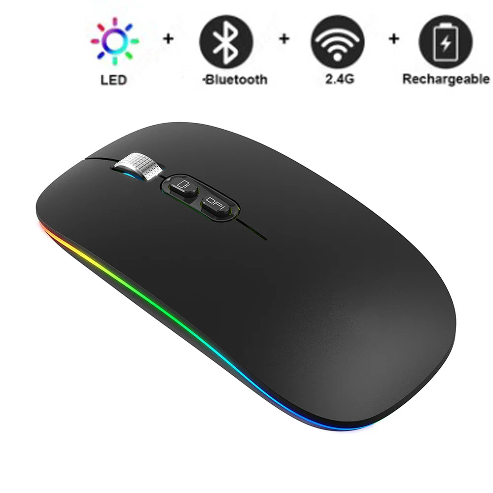 Bluetooth Mouse For Lenovo Tab M10 Plus 3rd Gen Onyx Boox Vasco da Gama 2 3Wireless Mouse Gamer Backlight Silent 2.4GHz USB Mice