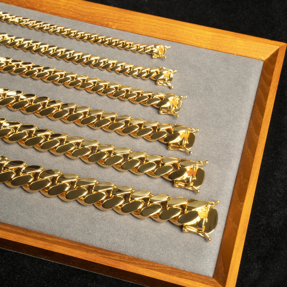 

Wholesale Choker 18k Gold Custom Gold Cuban Link Chain 24k Gold Cuban Miami Chain 20mm Miami Cuban Chain Necklace