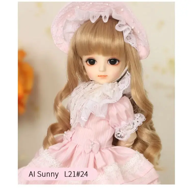 شعر مستعار BJD طويل مجعد الانفجارات الوردي البني لطيف شعر الأميرة ارتفاع درجة الحرارة فتاة لدمى 1/6 BJD 6-7 بوصة Oueneifs