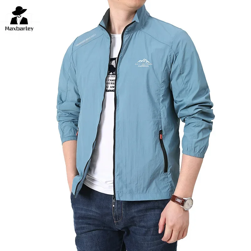 Outdoor Fishing Sun Protection Clothing Men\'s Summer Casual Thin Loose Breathable Work Jacket Hiking Waterproof Skin Windbreaker