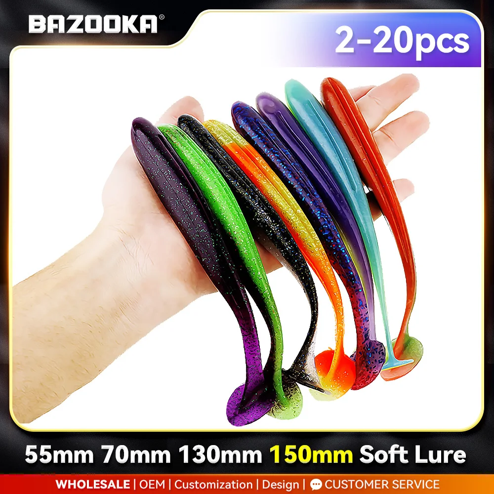 

Bazooka 100mm Soft Fishing Lure 150mm Silicone Bait Easy Shiner T Tail Worm Sea Pesca Shad Wobblers Trout Crap Bass Pike Winter