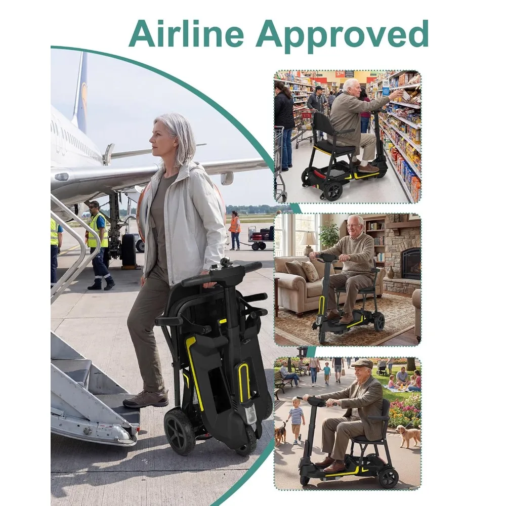Lightweight Foldable Mobility Scooter for Seniors & Adults, Portable 4-Wheel Electric Travel Chair, Custom