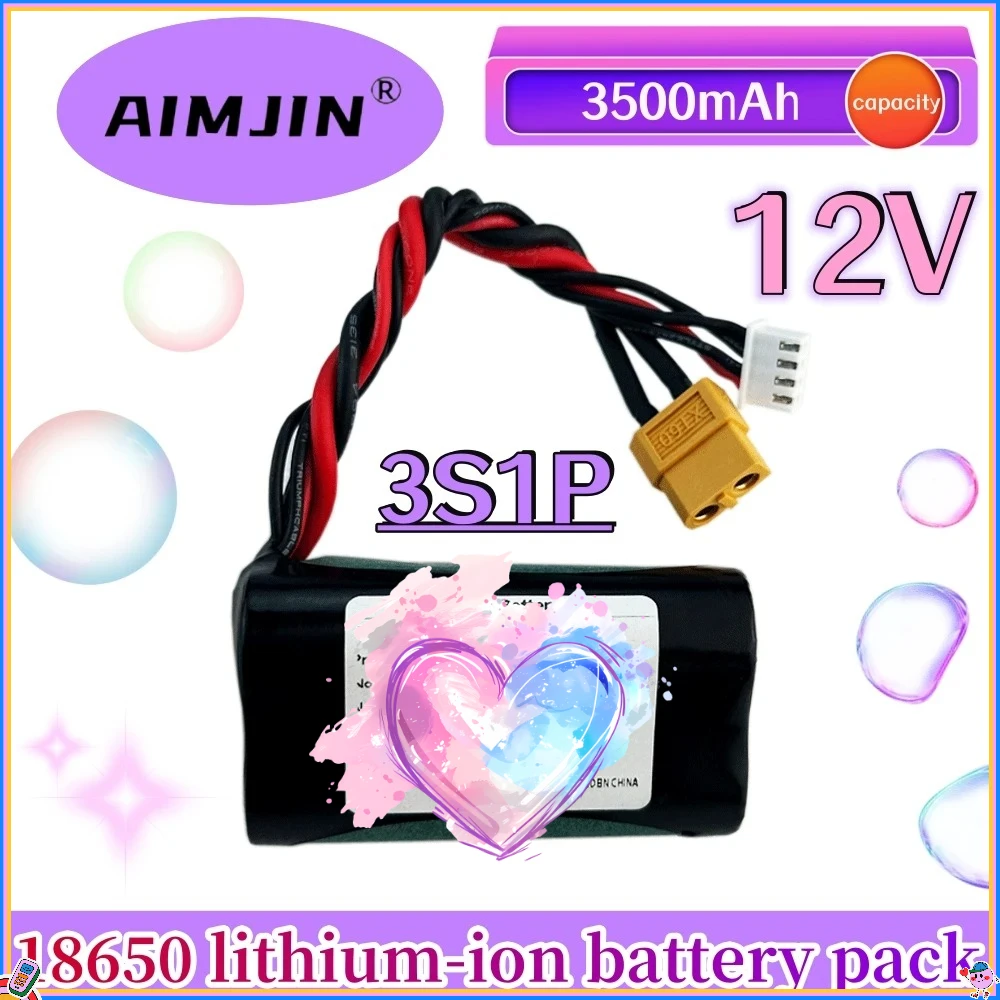 Newly Upgraded 12V 3500mAh 3S1P 42Wh UAV Rechargeable Li-ion Battery, for Various RC Airplane Quadrotor Connector XH2.54+XT60