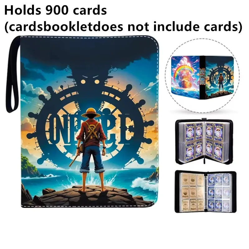 400/900 pièces 4/9 poche Anime une pièce Luffy Zoro cartes livre fermeture éclair PU cuir cartes classeur affichage jeu Collection carte enfants jouet