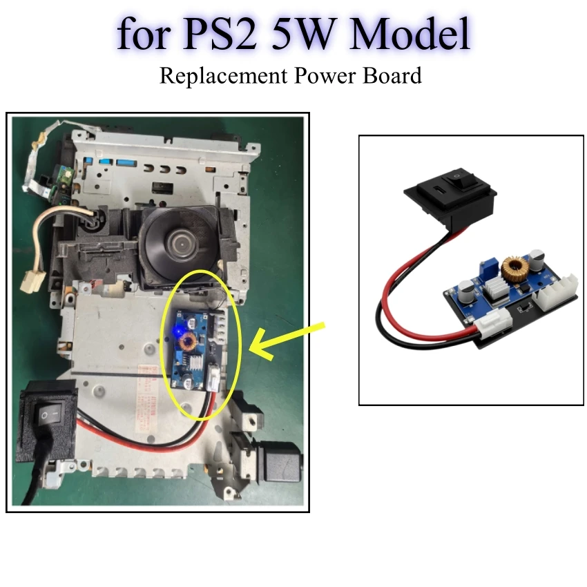 1 Set Replacement Power Board for PS2 5W Model Modified Type-C Port 15V/3A Plug-and-Play No Soldering Required