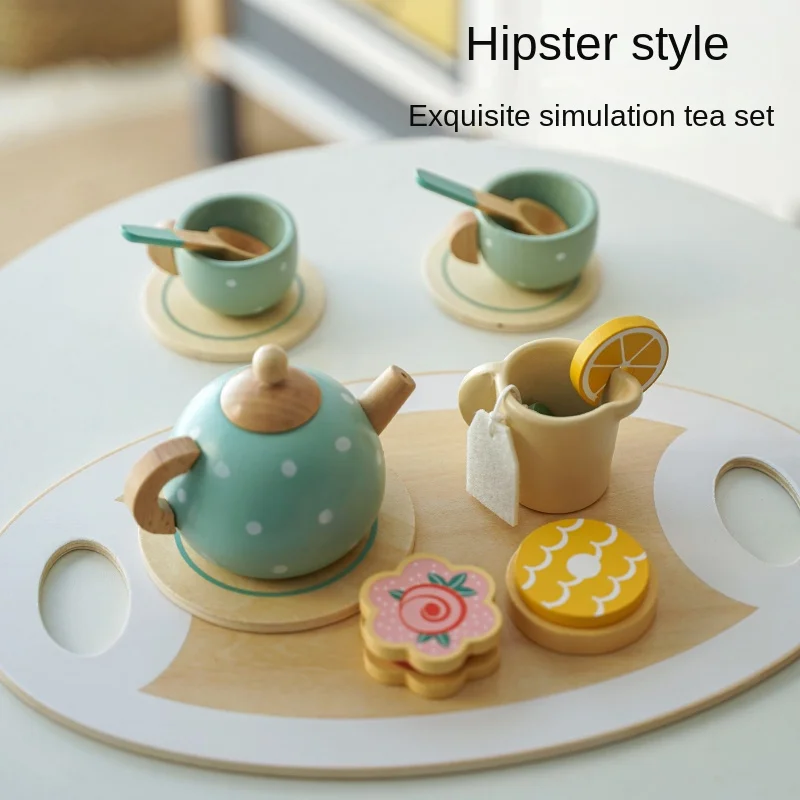 Wooden Children Simulation Home Afternoon Tea Set Kitchen Toys Role Play Parent-child Interaction