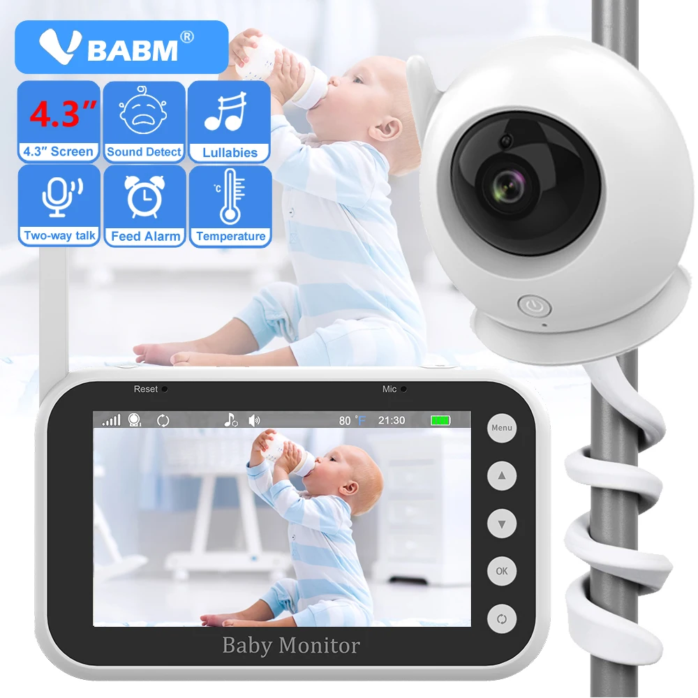 

VBABM 4,3-дюймовая беспроводная радионяня, камера безопасности, видео, длительный срок службы батареи, монитор ночного видения, температура, BeBe с держателем