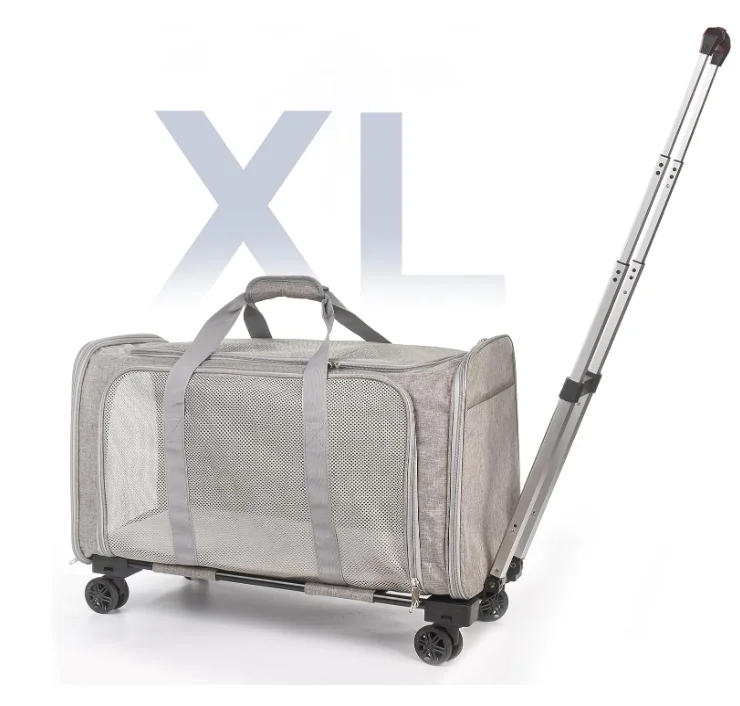 

Прочная тележка для домашних животных, одобренная авиакомпанией, сумка для кошек, клетки для домашних животных, переноски с колесом для путешествий, роскошная коляска для домашних животных